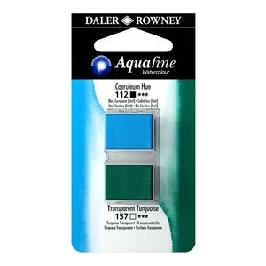Set 2 Medios Acuarela Daler Rowney Aquafine Water Colour Azul Ceruleo/turquesa Transparente