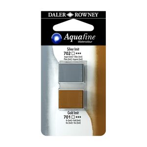 Set 2 Medios Acuarela Daler Rowney Aquafine Water Colour Plata Imit/oro Imit
