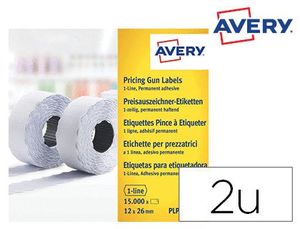 Etiqueta Avery 1 Linea Adhesivo Permanente 26X12 mm Blanca Rollo de 1500 Unidades Caja de 10 Unidade