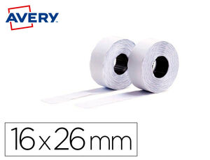 Etiqueta Avery Ondulada Adhesivo Permanente 26X16 mm Blanca para Etiquetadora Pl2/18 Caja de 10 Rollos de