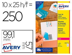 Etiqueta Adhesiva Avery Permanente para Impresora Laser Blanca 99,1X57 mm Caja de 250 Unidades