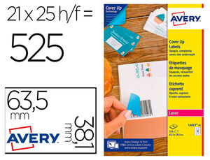 Etiqueta Adhesiva Avery Permanente para Impresora Laser Blanca 63,5X38,1 mm Caja de 525 Unidades
