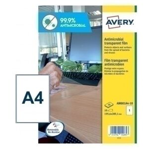 Etiquetas Adh. avery A4 Polyester Antibacteriana y Antimicrobiana Removible Caja 10H 199,6X289,1 mm 10 uds. (Am001A4)