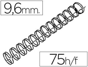 Espiral Wire 3:1 9,6 mm N. 6 Negro Capacidad 75 Hojas Caja de 100 Unidades