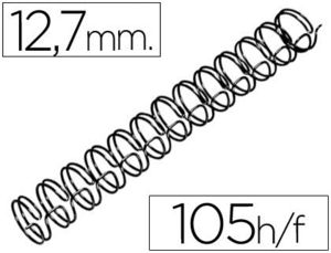Espiral Wire 3:1 12,7 mm N. 8 Negro Capacidad 105 Hojas Caja de 100 Unidades