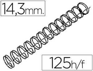 Espiral Wire 3:1 14,3 mm N. 9 Negro Capacidad 125 Hojas Caja de 100 Unidades