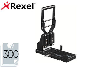 Taladrador Rexel Hd 2300 Ultraintensiva Metalico Capacidad 300 Hojas Color Negro