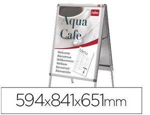 Caballete para Poster Nobo Aluminio Doble Cara Din A1 con Cantoneras 59,4X84,1X65,1 cm