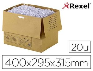 Bolsa de Residuos Rexel Reciclable para Destructora Auto+300X Capacidad 40 L Pack de 20 Unidades 400