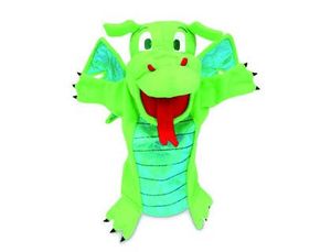 Marioneta Fiesta Crafts de Tela para Mano y Dedos Dragon Verde 17X33 cm