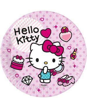 Platos Cartón 23 cm Hello Kitty Fashion Paquete 8 uds