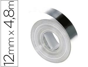 Cinta Dymo Aluminio 12Mm X 4,8Mt sin Adhesivo para Rotuladora