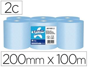 Papel Secamanos Amoos 2 Capas 200 mm X 100 Mt Color Azul Paquete de 6 Rollos