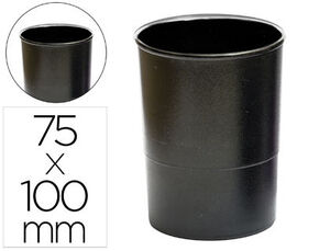 Cubilete Portalapices Q-Connect Plastico Negro Opaco Diametro 75 mm Altura 100 mm