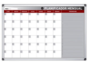 Planning Magnetico Bi-Office Mensual Lacado Marco Aluminio Rotulable 60X45 cm