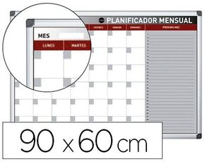 Planning Magnetico Bi-Office Mensual Lacado Marco Aluminio Rotulable 90X60 cm