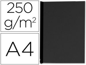 Tapa de Encuadernacion Q-Connect Carton Din A4 Negro Simil Piel 250 Gr Caja de 100 Unidades
