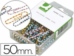 Clips Colores Rayados Q-Connect 50 mm -Caja de 30 Unidades Colores Surtidos
