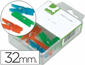 Pinza Fantasia Q-Connect -32 mm -Caja de 10 Unidades -Colores Surtidos