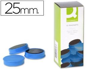Imanes para Sujecion Q-Connect Ideal para Pizarras Magneticas25 mm Azul -Caja de 10 Imanes