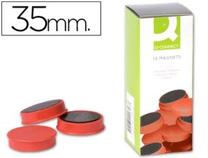 Imanes para Sujecion Q-Connect Ideal para Pizarras Magneticas35 mm Rojo -Caja de 10 Imanes