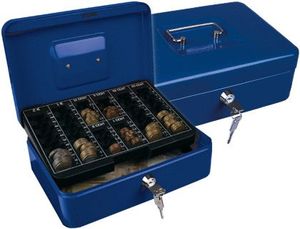 Caja Caudales con Portamonedas Azul 250X90X180Mm