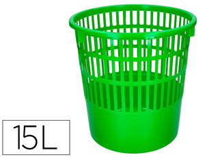 Papelera Plastico Q-Connect 15 Litros Color Verde 285X290 mm