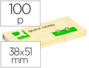 Bloc de Notas Adhesivas Quita y Pon Q-Connect 38X51 mm con 100 Hojas