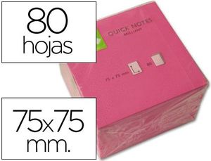 Bloc Notas Adhesivas Q-Connect 76X76 mm Rosa Neon 80 Hj