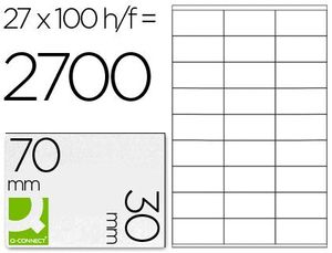 Etiqueta Adhesiva Q-Connect Kf10642 Tamaño 70X30 mm Fotocopiadora Laser Ink-Jet Caja con 100 Hojas D