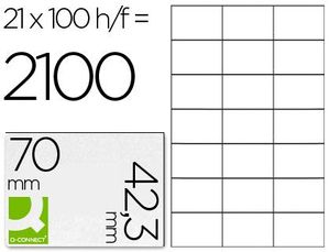 Etiqueta Adhesiva Q-Connect 70X42,3 mm Caja 100 Hojas A4