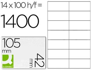 Etiqueta Adhesiva Q-Connect Kf10655 Tamaño 105X42 mm Fotocopiadora Laser Ink-Jet Caja con 100 Hojas