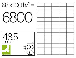 Etiqueta Adhesiva Q-Connect Kf11207 Tamaño 48,5X16,9 mm Fotocopiadora Laser Ink-Jet Caja con 100 Hojas Din A4