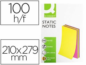Bloc de Notas Magneticas Quita y Pon Q-Connect 210X297 mm 100 Hojas 5 Colores Fluorescentes