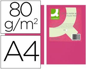 Papel Color Q-Connect Din A4 80Gr Rosa Neon Paquete de 500 Hojas