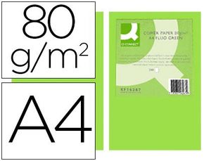 Papel Color Q-Connect A4 80Gr Verde Neon Paquete 500 Hj