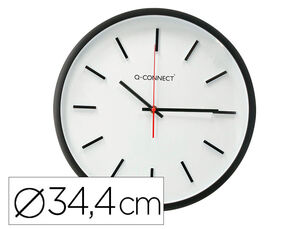 Reloj Q-Connect de Pared de Plastico Redondo 34,4 cm Movimiento Silencioso Color Negro