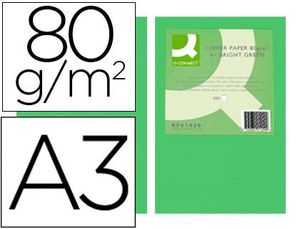 Papel Color Q-Connect Din A3 80Gr Verde Intenso Paquete de 500 Hojas