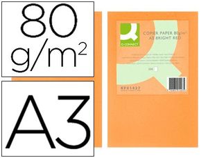 Papel Color Q-Connect Din A3 80Gr Naranja Neon Paquete de 500 Hojas