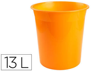 Papelera Plastico Q-Connect Naranja Translucido 13 Litros