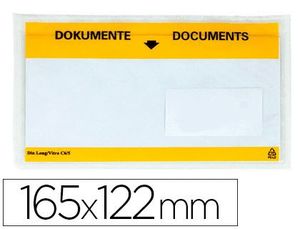 Sobre Autoadhesivo Q-Connect Portadocumentos Multilingue 165X122 mm Ventana Transparente Paquete de
