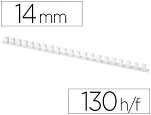 Canutillo Q-Connect Redondo 14 mm Plastico Blanco Capacidad 130 Hojas Caja de 100 Unidades