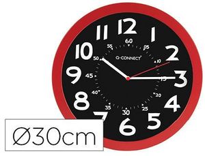 Reloj Pared Redondo 30 cm Pp Rojo y Negro
