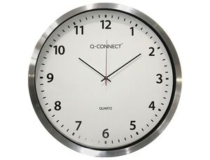 Reloj Q-Connect de Pared Plastico Oficina Redondo 50 cm Marco Cromado.