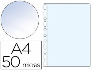 Funda Multitaladro Q-Connect Din A4 50 Mc Cristal Caja de 100 Unidades