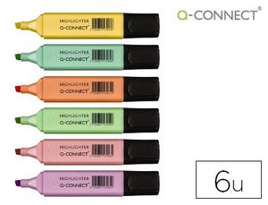 Rotulador Q-Connect Fluorescente Pastel Punta Biselada Estuche de 6 Unidades Colores Surtidos