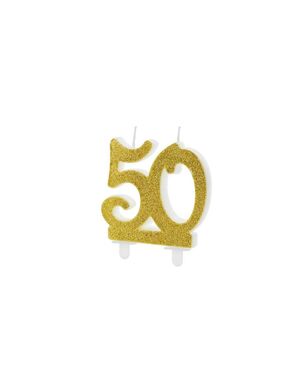 Vela Cumpleaños Número 50 Oro 7,5 cm
