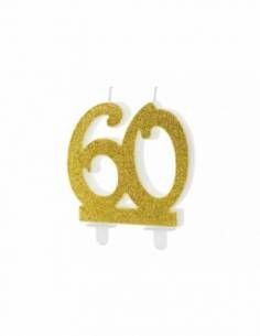 Vela Cumpleaños Número 60 Oro 7,5 cm