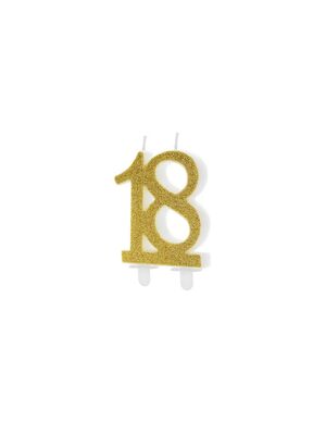 Vela Cumpleaños Número 18 Oro 7,5 cm