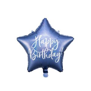 Globo Foil Estrella Happy Birthday Azul 40 cm